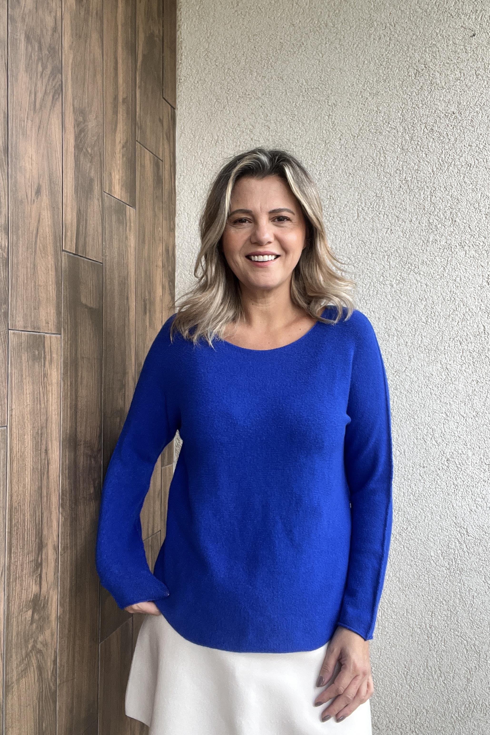 SAKS MAVİ KAYIK YAKA İTALYAN VİSCOSE KAZAK