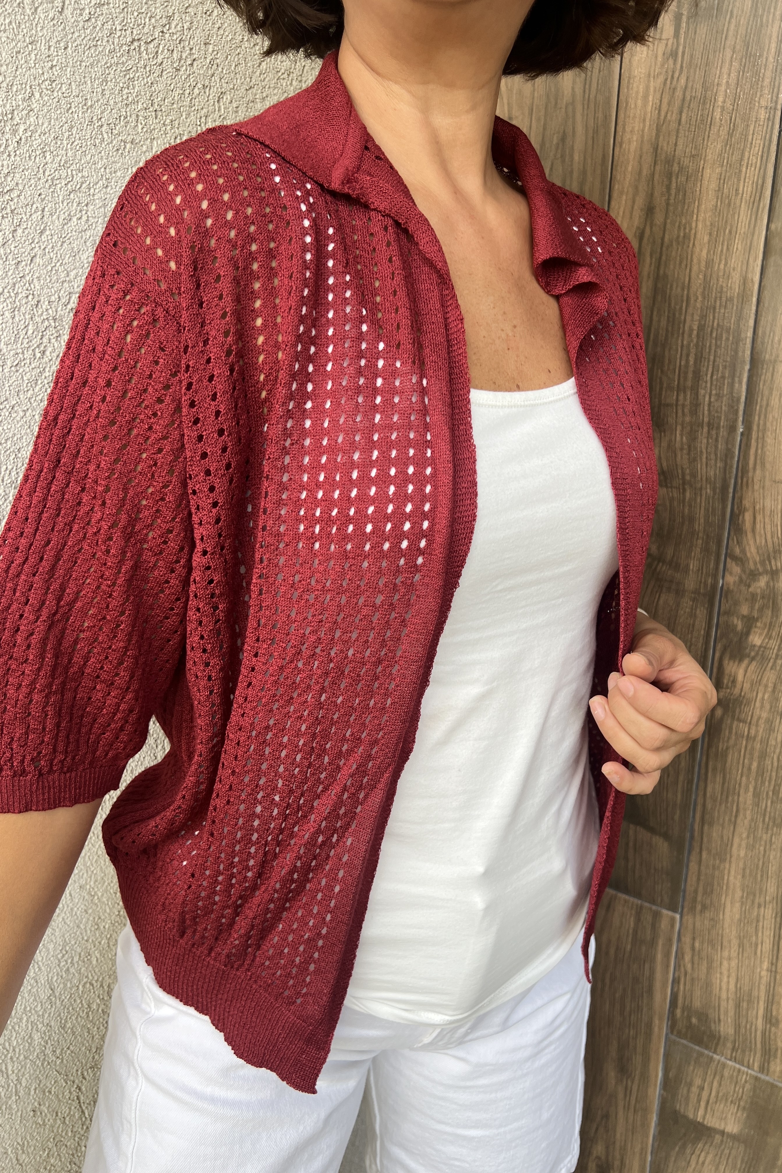 YARIM KOL FİLE HIRKA - Bordo