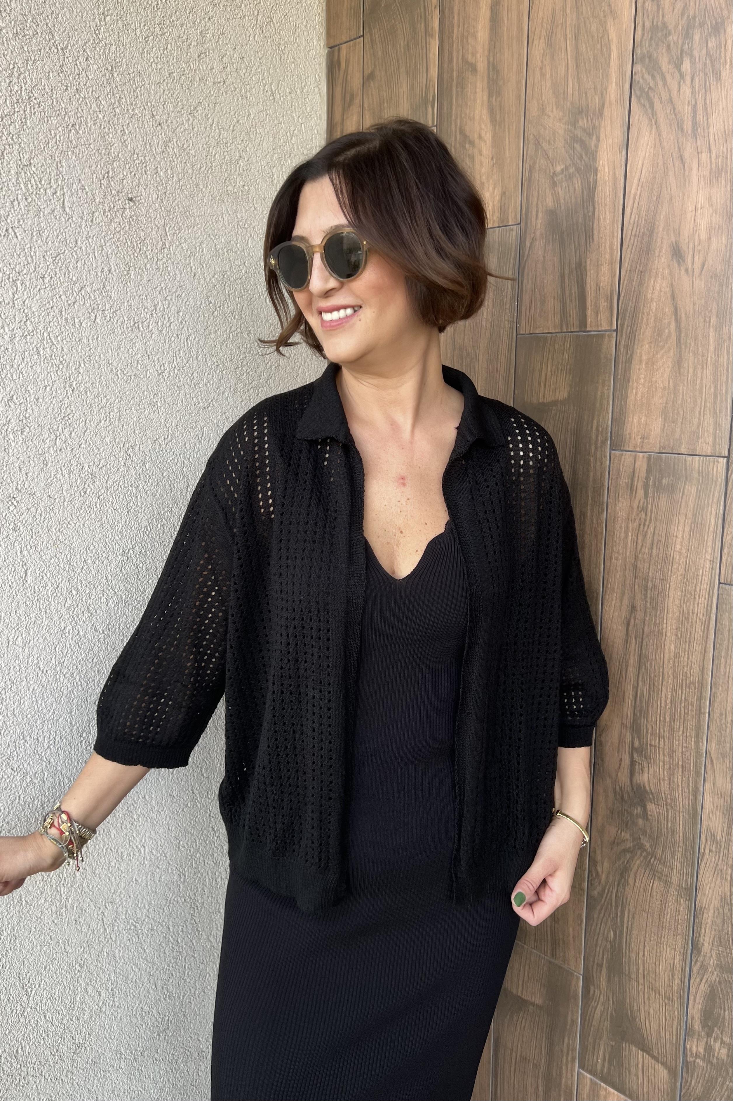 YARIM KOL FİLE HIRKA - Siyah