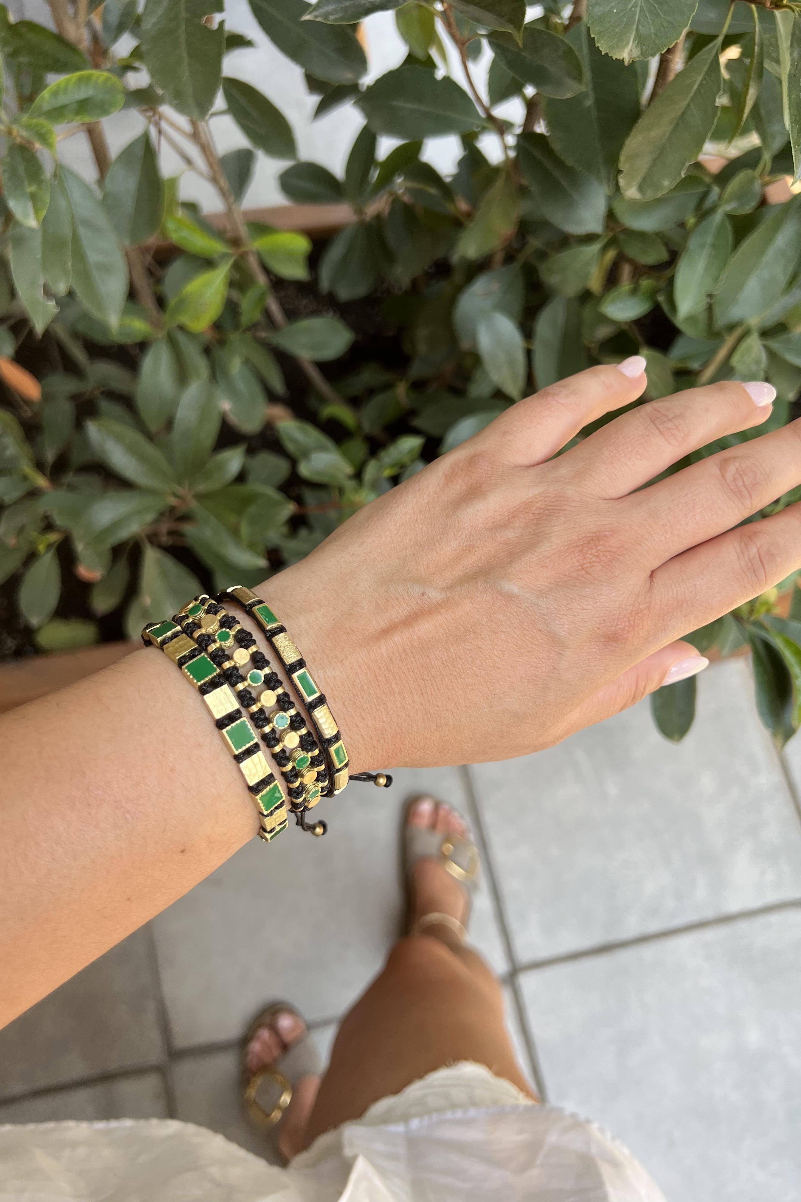 YEŞİL SEDEFLİ BRONZ 3LÜ KOMBİN BİLEKLİK