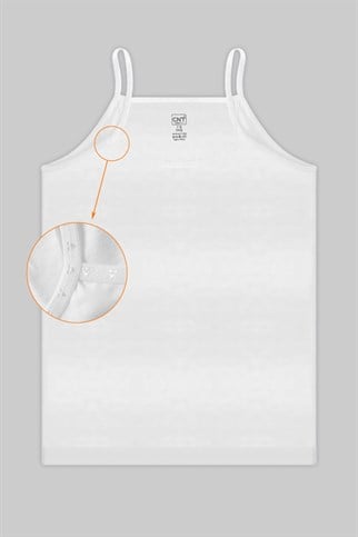 %100 Pamuk Beyaz İp Askılı Kız Çocuk Atlet, 1. Sınıf Kumaş Kalitesi. 