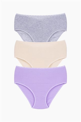 3'lü Paket Ribana Yüksek Bel Kadın Külot 