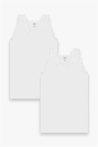 Kadın 1'li Büyük Beden Çicek Güpürlü Atlet HİJYENİK PAKETİNDE