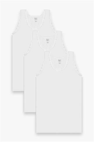 Kadın Büyük Beden ATLET 3 LÜ HİJYENİK PAKETİNDE  Çicek Güpürlü Kaliteli Kumaş ATLET