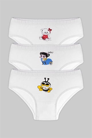Kız Çocuk Beyaz Külot %100 Pamuk 3 ADET 