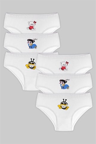 Kız Çocuk Beyaz Külot %100 Pamuk 6 ADET 