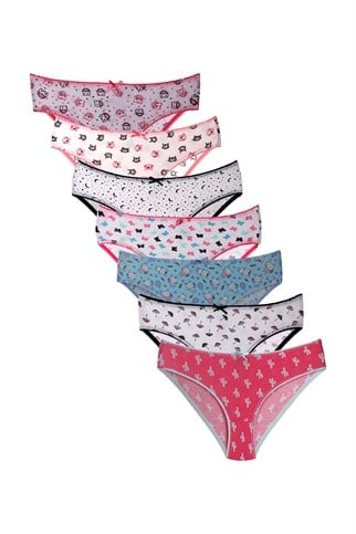 Kız Çoçuk Renkli Baskılı Desenlli Okul Külot %100 Pamuk 