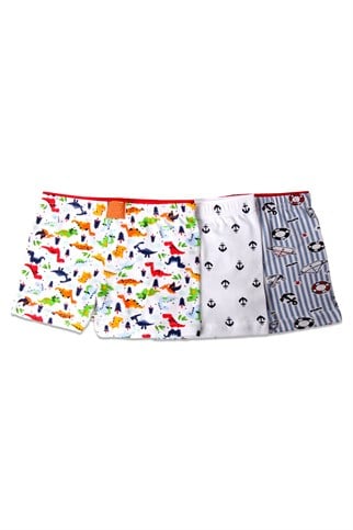 Erkek Çocuk Boxer Desenli Boxer 3'lü Paket 