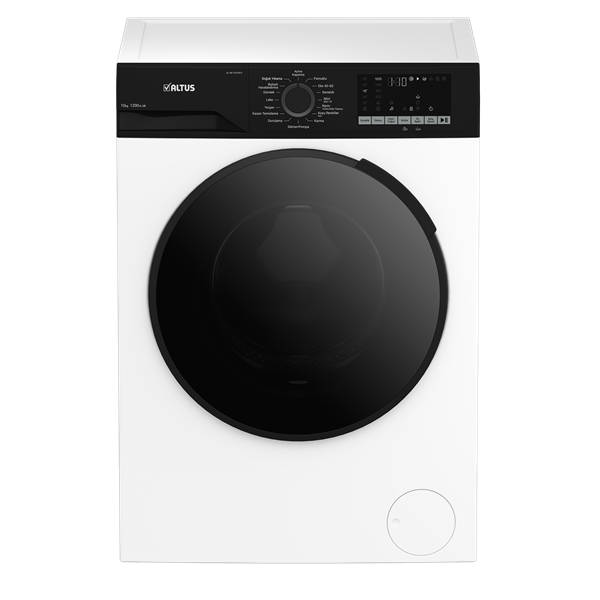 ALTUS AL CM 101254 D Çamaşır Makinesi (10 kg - 1200 Devir - Inverter Motor - Beyaz Pano/Siyah Kapak/Door Cover)