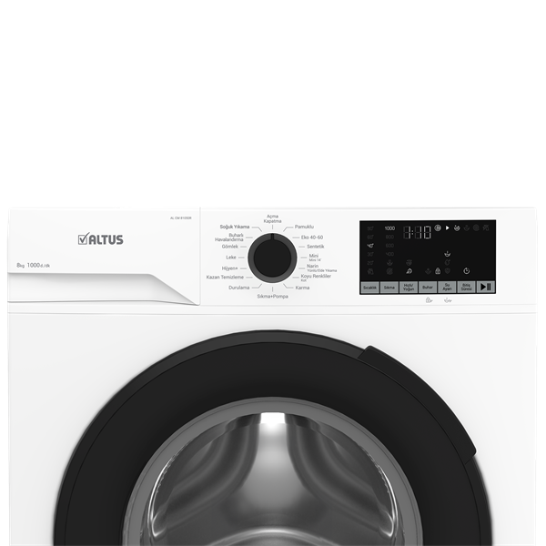 ALTUS AL CM 81050 R Çamaşır Makinesi (8 kg - 1000 Devir - Inverter Motor - Beyaz Pano/Siyah Kapak)