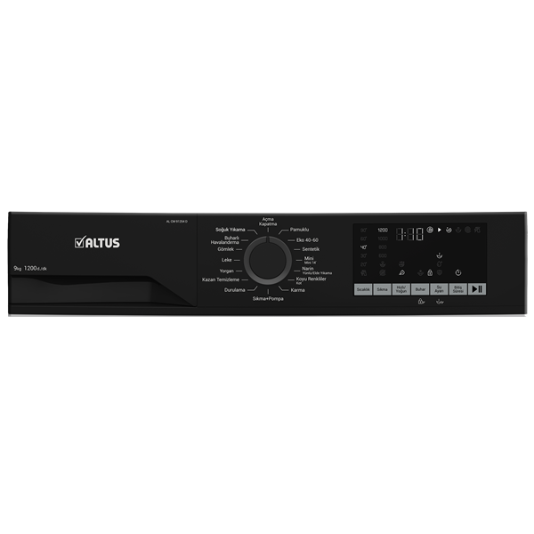 ALTUS AL CM 91254 D Çamaşır Makinesi (9 kg - 1200 Devir - Inverter Motor - Beyaz Pano/Siyah Kapak/Door Cover)