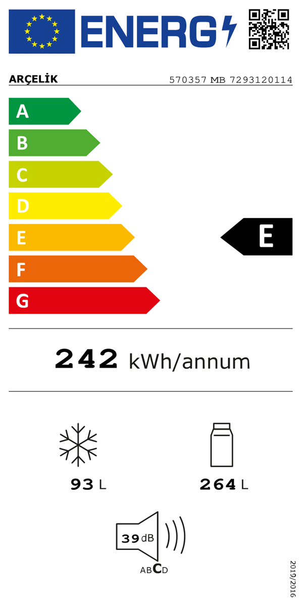 Arçelik 570357 MB Üstten Donduruculu Buzdolabı