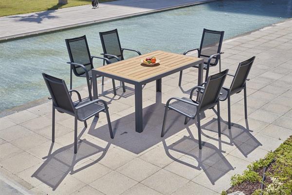 Erinöz Berlin 6 Kişilik 90*150 Iroko Alüminyum Masa Sandalye Takımı