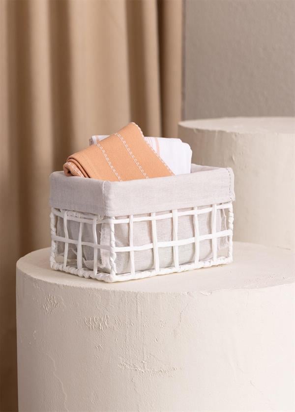 The Mia Braid Hasır Organizer Sepet Beyaz 22x14x13 cm