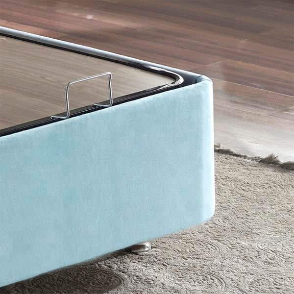 Cozy Baza ve Başlık - 100x200 cm Tek Kişilik Sandıklı Bebek Mavisi Kumaş Baza ve Başlığı Silinebilir