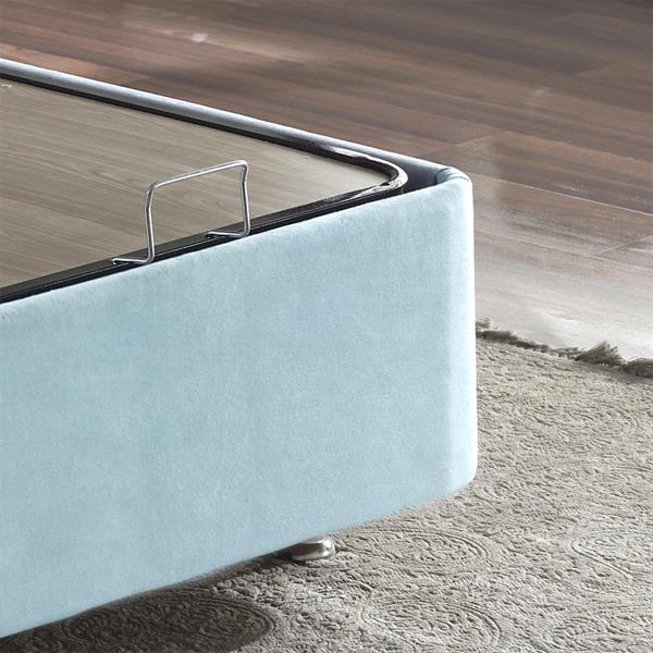 Cozy Baza ve Başlık - 120x200 cm Tek Kişilik Sandıklı Bebek Mavisi Kumaş Baza ve Başlığı Silinebilir