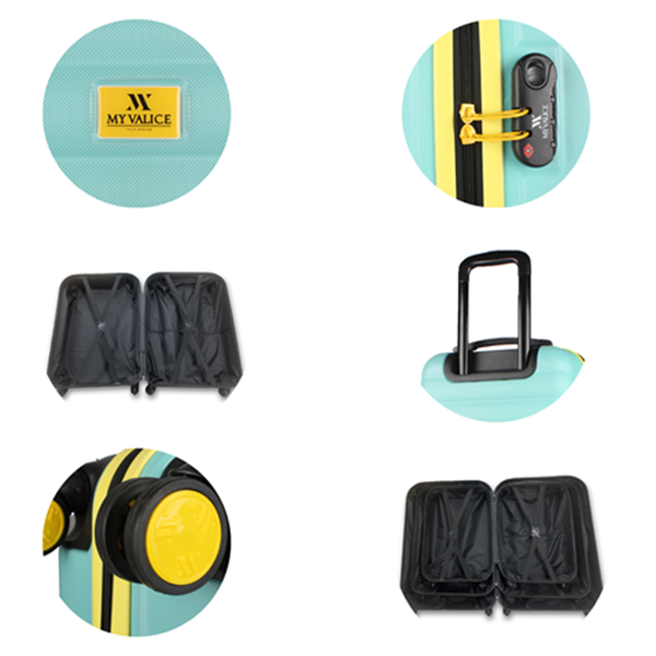 My Valice Colors Abs Kabin Orta Büyük ve Makyaj Boy Mint Yeşili 4'lü Travel Valiz Seti
