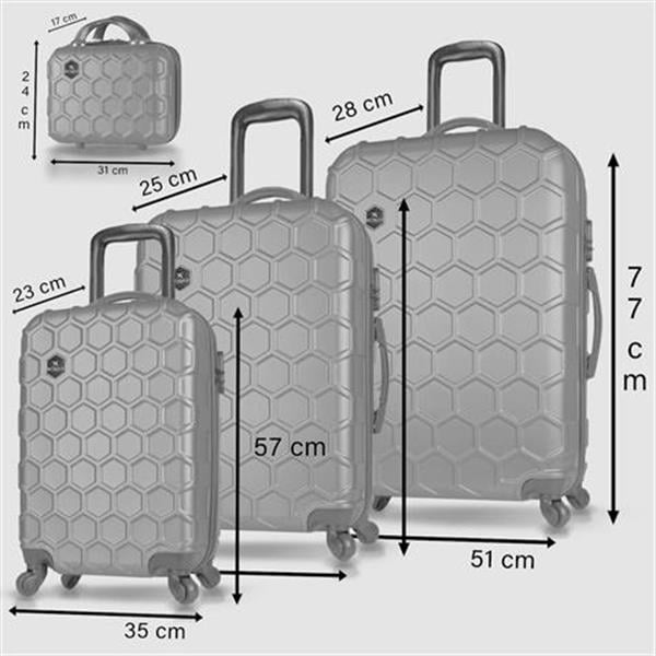 My Valice Honey Abs Kabin Orta Büyük ve Makyaj Boy Mürdüm 4'lü Travel Valiz Seti