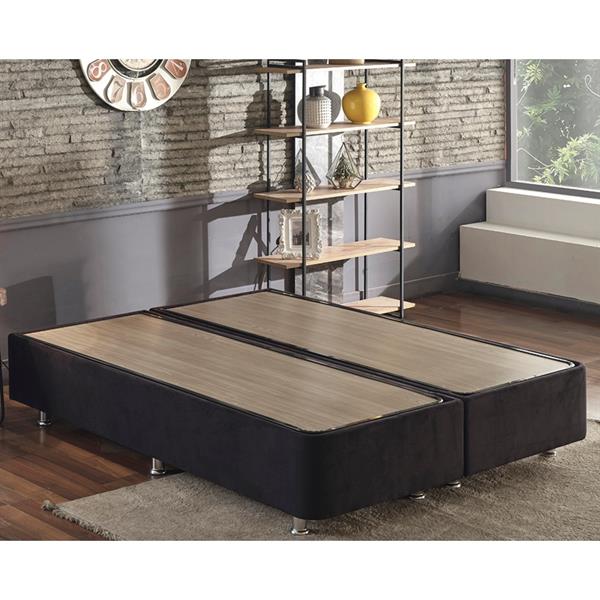 Niron Ela Baza -180x200 cm Çift Kişilik Sandıklı Siyah Kumaş Baza Silinebilir Soho Kumaş