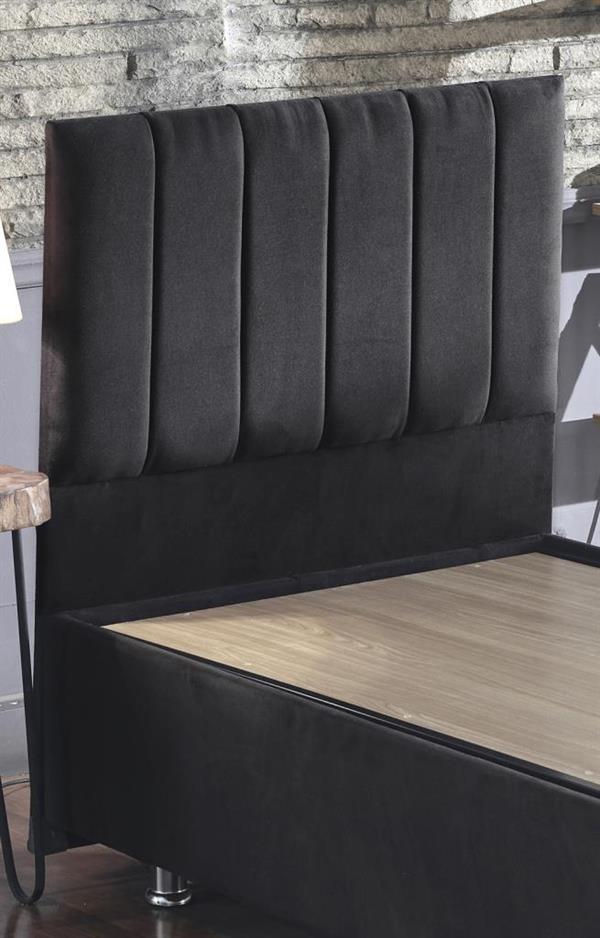 Niron Ela Baza ve Başlık Seti - 80x200 cm Tek Kişilik Siyah Kumaş Baza ve Başlığı Silinebilir Soho Kumaş