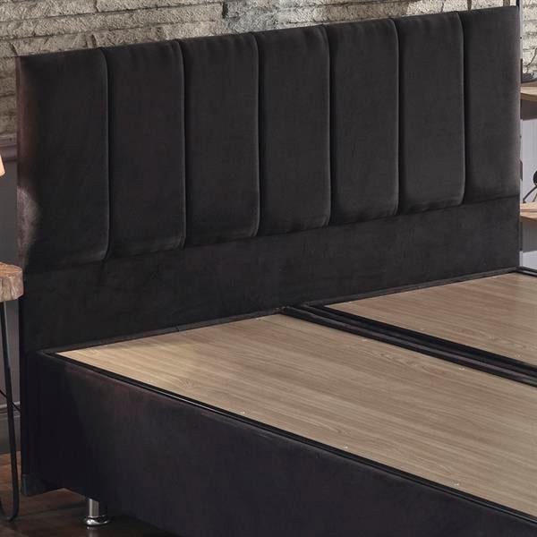 Niron Ela Baza ve Başlık Seti 200x200 cm Çift Kişilik Siyah Kumaş Baza ve Başlığı Silinebilir Soho Kumaş