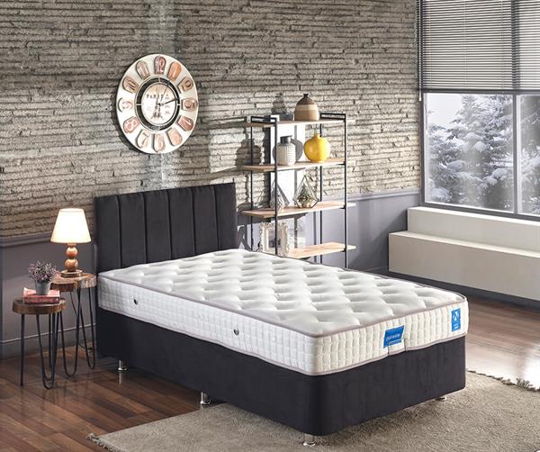 Niron Juliette 120x200 Bir Buçuk Kişilik Lüks Yatak Seti - Siyah Kumaş Baza, Başlık ve Yatak Takımı