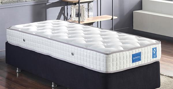 Niron Juliette 80x180 cm Tek Kişilik Yatak Baza Başlık Takımı - Siyah Kumaş Lüks Yatak Seti