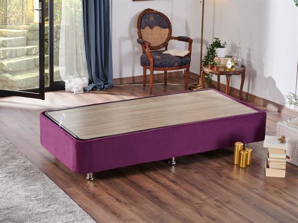 Niron Purple Baza - 80x180 cm Tek Kişilik Sandıklı Mor Kumaş Baza Silinebilir Soho Kumaş