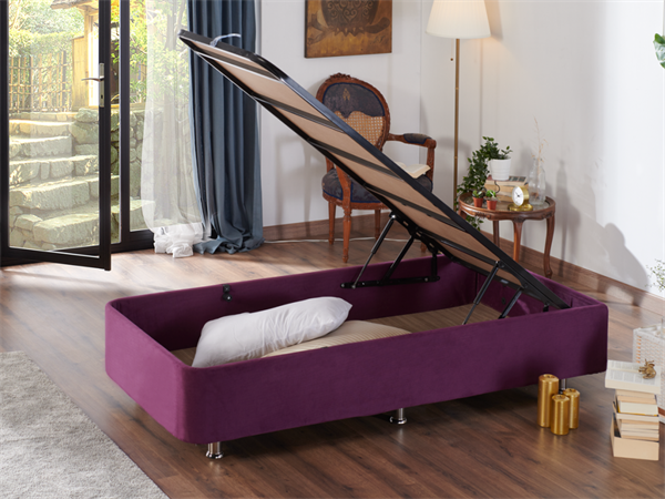 Niron Purple Baza 120x200 cm Tek Kişilik Sandıklı Mor Kumaş Baza Silinebilir Soho Kumaş