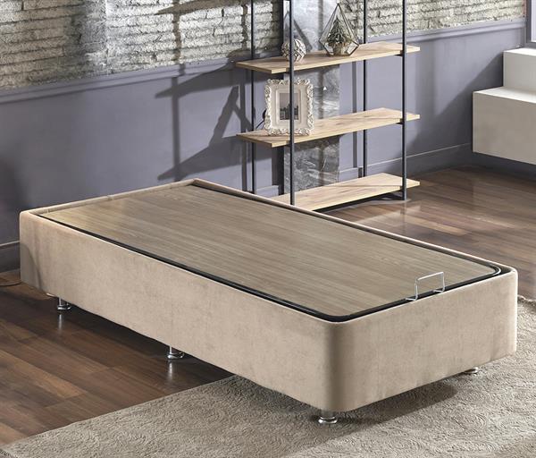 Niron Rama Baza ve Başlık Seti 100x200 cm Tek Kişilik Sütlü Kahve Kumaş Baza ve Başlığı Soho Kumaş