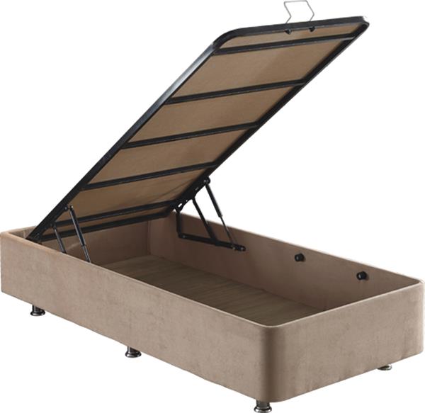 Niron Rama Baza ve Başlık Seti 100x200 cm Tek Kişilik Sütlü Kahve Kumaş Baza ve Başlığı Soho Kumaş