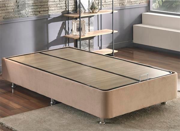 Niron Rama Baza ve Başlık Seti 120x200 cm Tek Kişilik Sütlü Kahve Kumaş Baza ve Başlığı Soho Kumaş