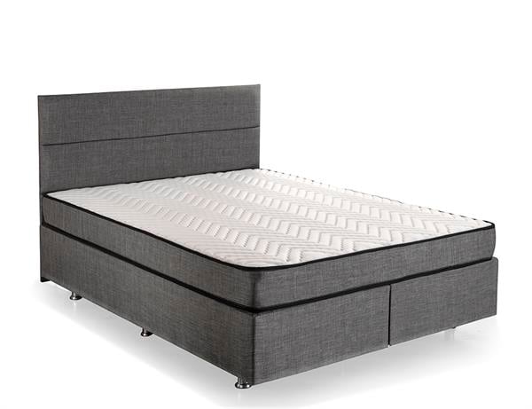 Niron Silver Yatak Baza Başlık Seti 120x200 Tek Kişilik Full Ortopedik Yatak Gri Keten Baza Başlık