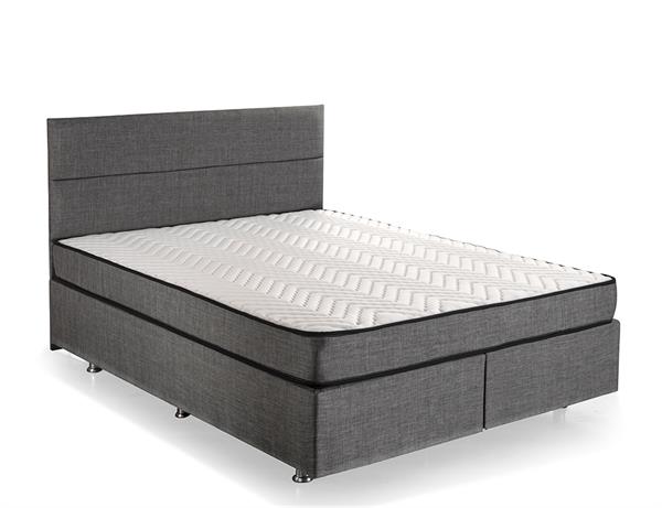 Niron Silver Yatak Baza Başlık Seti 150x200 Çift Kişilik Full Ortopedik Yatak Gri Keten Baza Başlık