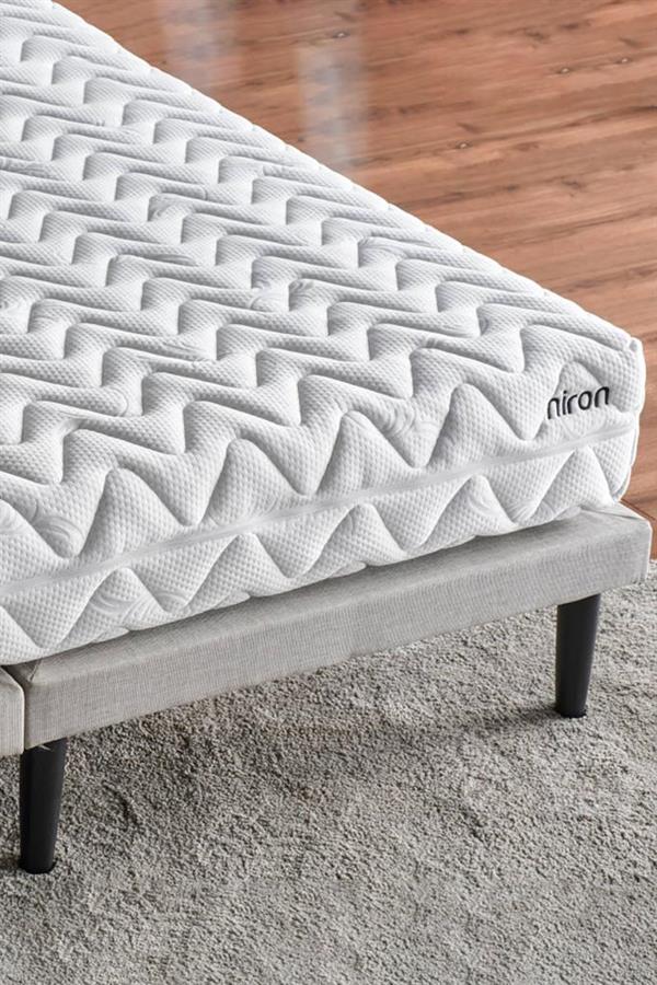 Niron Slim Pocket Yatak Seti - 180x200 Çift Kişilik Paket Yaylı Yatak, Metal Baza ve Başlık Takımı