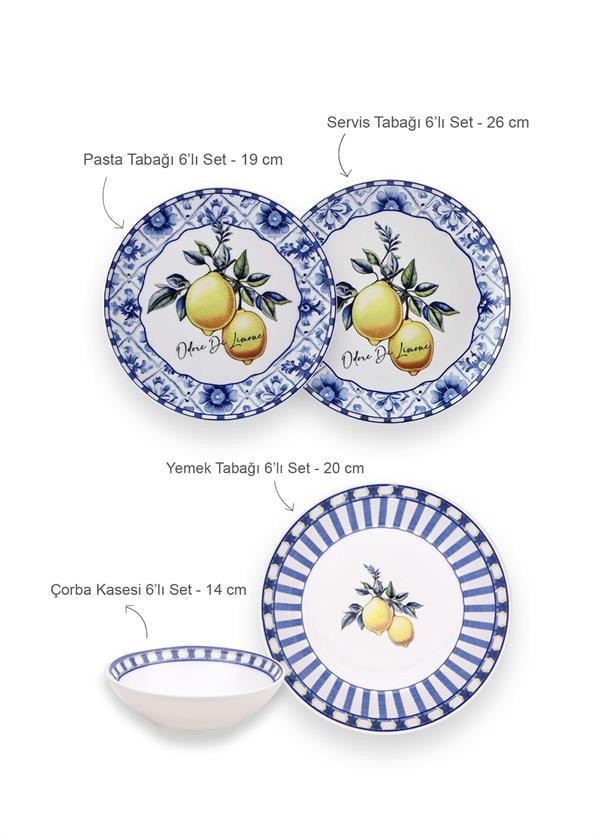 The Mia Odore Di Limone Yemek Takımı 6 Kişilik 24 Parça