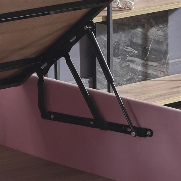 Pinky Baza ve Başlık - 100x200 cm Tek Kişilik Sandıklı Pembe Kumaş Baza ve Başlığı Silinebilir