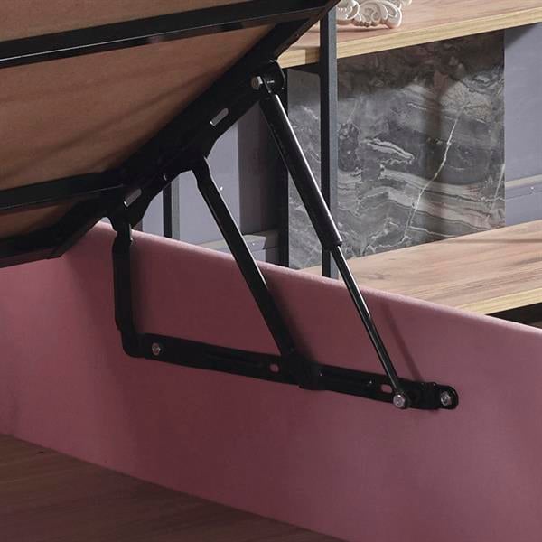 Pinky Baza ve Başlık - 90x190 cm Tek Kişilik Sandıklı Pembe Kumaş Baza ve Başlığı Silinebilir