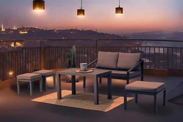 Erinöz Rimini Bahçe Balkon Oturma Grubu 2+1+1+Sehpa