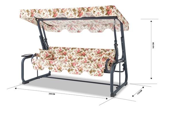 Erinöz Rubus 4 Kişilik Bahçe Balkon Teras Salıncağı - İngiliz Gülü