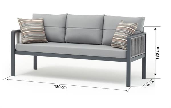 Erinöz Salerno Bahçe Balkon Oturma Grubu 3+1+1+Sehpa - Antrasit