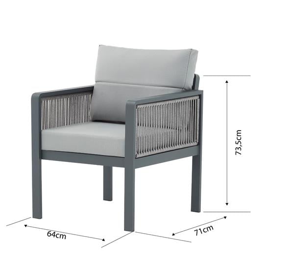 Erinöz Salerno Bahçe Balkon Oturma Grubu 3+1+1+Sehpa - Antrasit