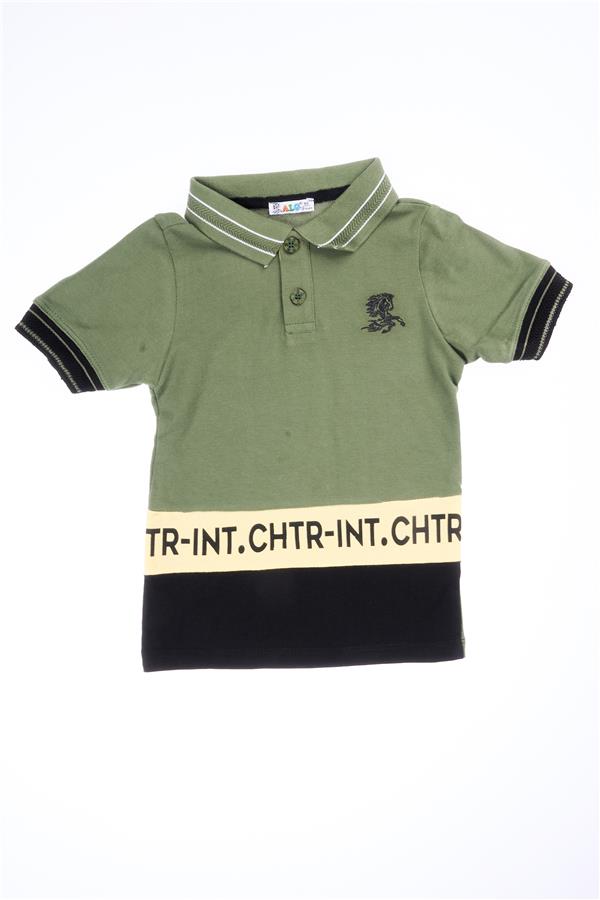 Alg 224153 Erkek Çocuk Hawaı Nakıslı Polo Yaka T-Shirt