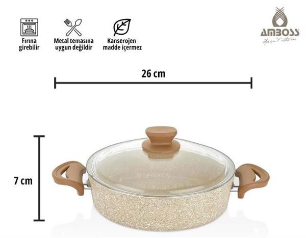 Amboss Fla-0984 Flare 3 Parça Granit Ezme Tencere & Tava Seti - Cappucıno
