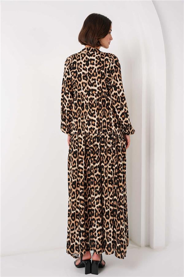 Bigdart 2423 Leopar Kadın Leopar Desenli Elbise