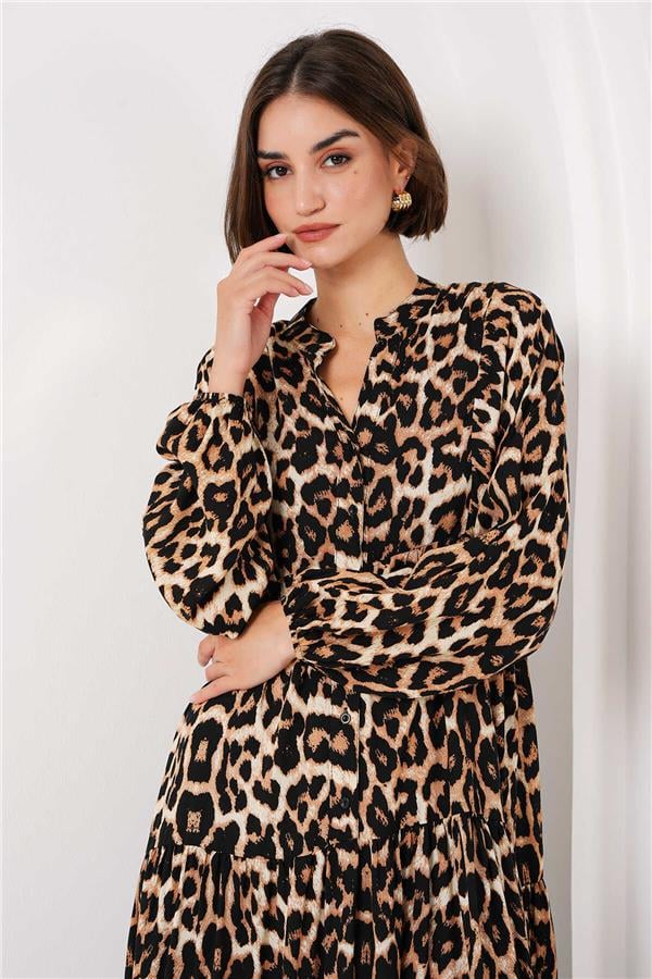 Bigdart 2423 Leopar Kadın Leopar Desenli Elbise