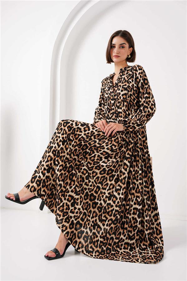 Bigdart 2423 Leopar Kadın Leopar Desenli Elbise