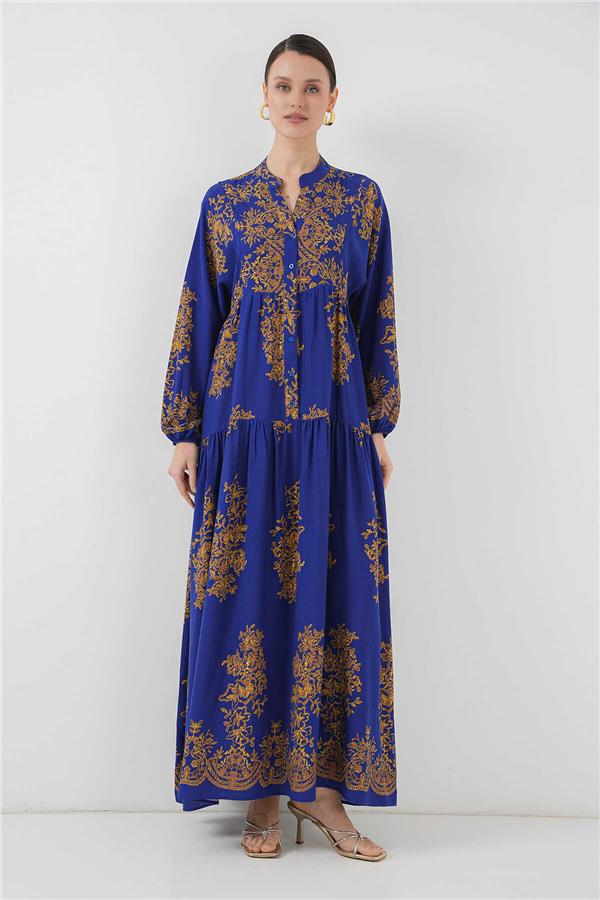 Bıgdart 2423 Saks Gold  Tesettür Elbise