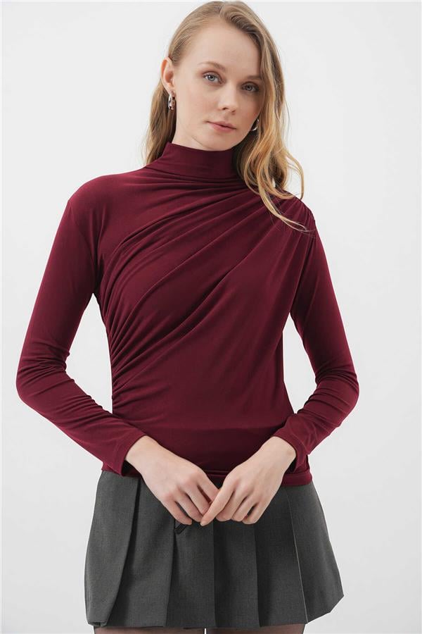 Bigdart 925 Bordo Kadın Buzgulu Bluz