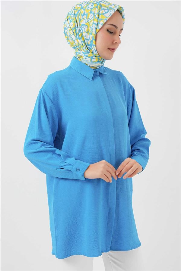 Bıgdart Y25 5945 Mavi Uzun Gömlek Tunik